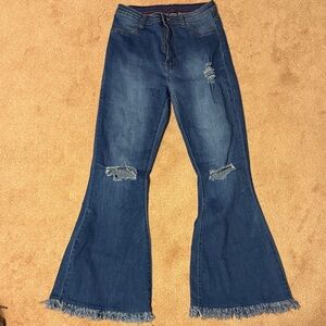 Flare Jeans with Frayed Hem